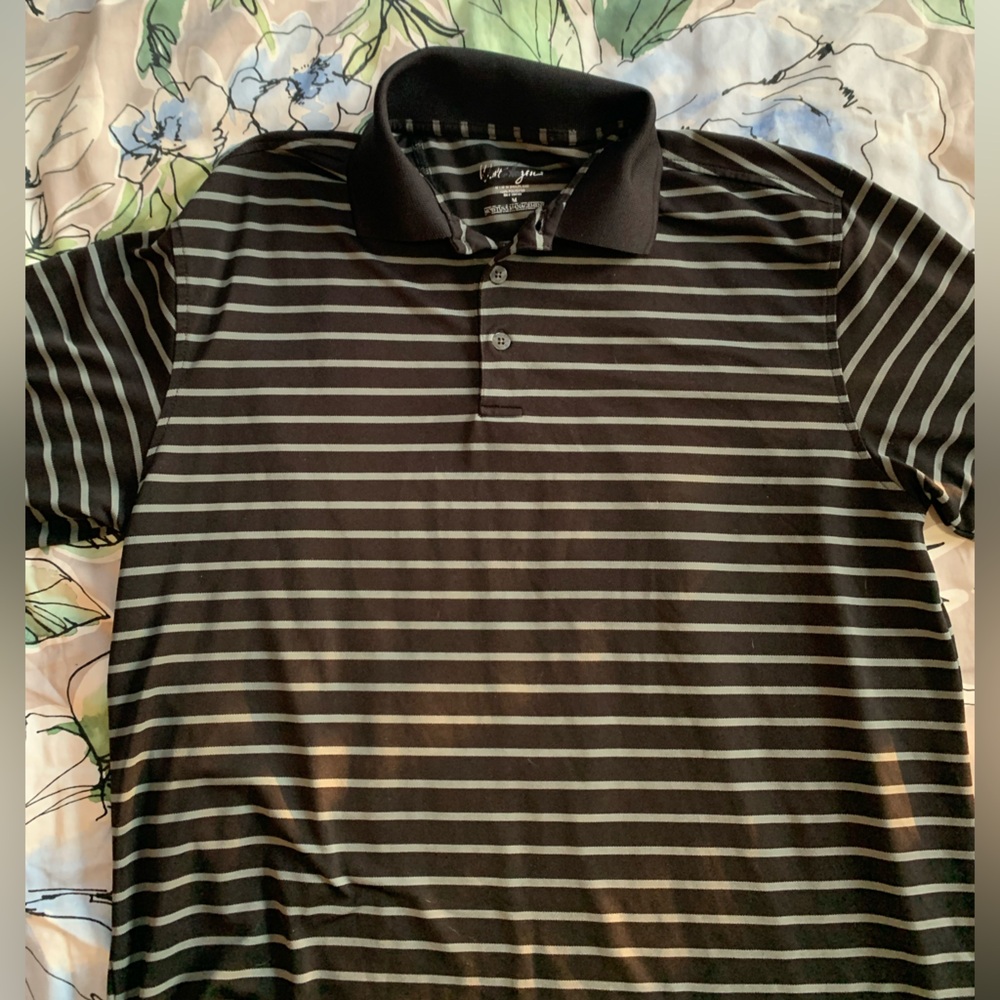 Walter Hagen Black and Gray Striped Polo Shirt